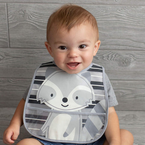 Neat Solutions 2 Pack Water Resistant Toddler Bib Set - Multi Bear & Raccoon