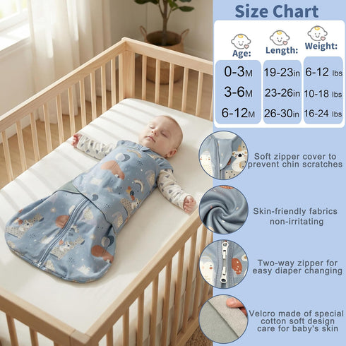 Swaddle,3-Way Blanket,100% 3-6 GUNTAIL Newborn Sleep Sack Baby Adjustable Wearable Rayon Cotton Swaddling sleeping bag
