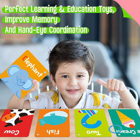 50 PCS Kid First Cognitive Flashcards, Double Sided Colorful Cards for Pre-K Learning Tool