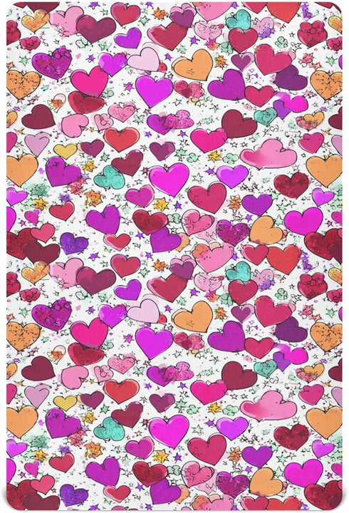 Pigsaly Crib Sheets Colorful Hearts Flowers Valentines Day Baby Sheet for Standard Crib