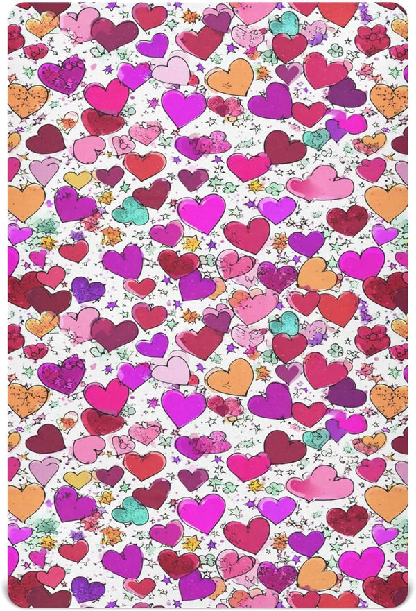 Pigsaly Crib Sheets Colorful Hearts Flowers Valentines Day Baby Sheet for Standard Crib