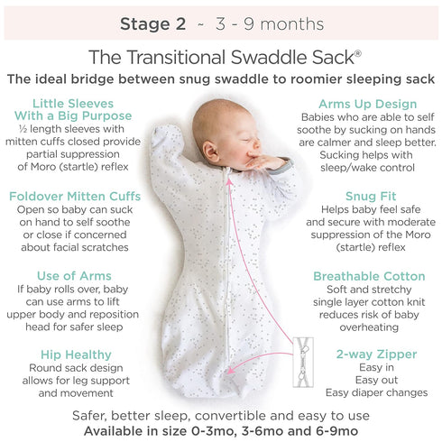 Set, 6-9 Amazing Baby Gift Watercolor Roses and Soft Pink, Mo Transitional Swaddle Sack with Arms Up Half-Length
