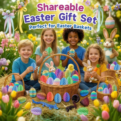 VivaNova 12 Pack 3D Printed Easter Dragon Eggs, Prefilled Easter Eggs with Articulated Mini Dragons Inside, Easter Egg