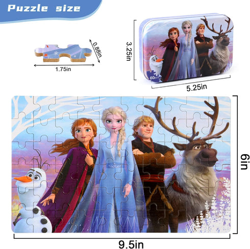 Puzzles for Kids Ages 4-8 - 60 Pieces Puzzles for Kids Ages 3-5 - Metal Box Learning Educational Toys