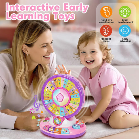 1 12-18 1-3 Learning Toy for Year Old Girls, Interactive Spin and Sing Musical Toys for Toddler Months, Learning Games