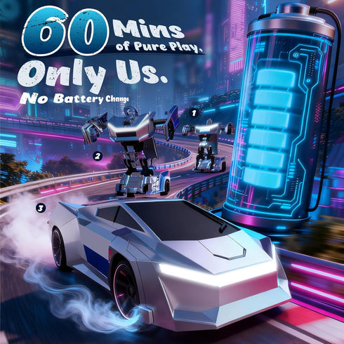 2.4GHz 2-in-1 60-Min 360Rotation, JOI MEW Cyber Remote Control Car for Kids, Transform RC Truck Robot Toy W/ Design