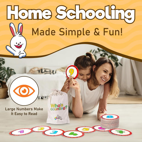 Active Learning Who’s Counting Game - 81 Oversized Number Cards for Addition Subtraction, Multiuse Games for Ages 3-5+