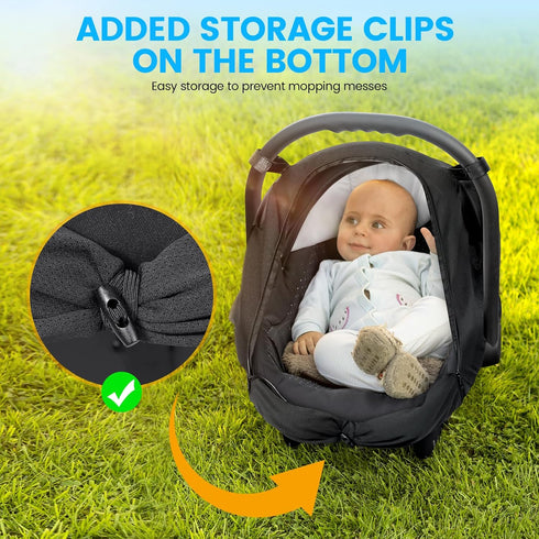 Orzbow Universal Baby Car Seat Sun Shade, Infant Sun and Sleep Shade Cover, Blocks 99% of Sun's Rays, Black