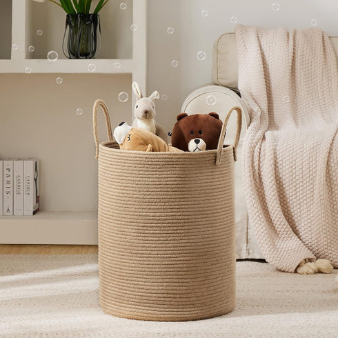 58L Jute Rope Laundry Hamper Basket by YOUDENOVA, Tall Laundry Basket, Baby Nursery Hamper for Blanket Storage