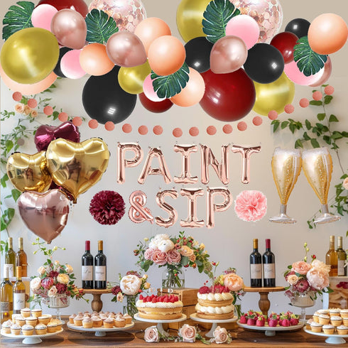 OhJeyina Paint And Sip Party Decorations, Paint And Sip Ideas Party Favors, Paint And Sip Kit for Adults, Paint And Sip