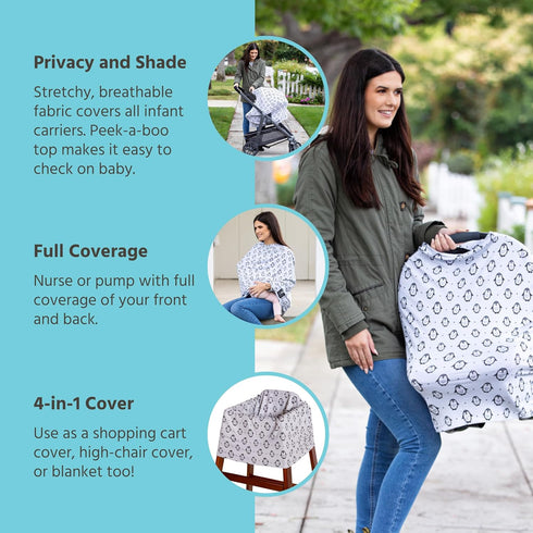 4-in-1 J.L. Childress Car Seat Cover for Babies - Multi-Use, Stretchy Car Seat Canopy and Privacy Cover - Breastfeeding