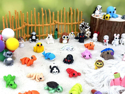 Generic 60Pcs 3D Pack Random Printed Animals,Mystery Articulated Figurines Fidget Toy,Gifts for Kids Graduation