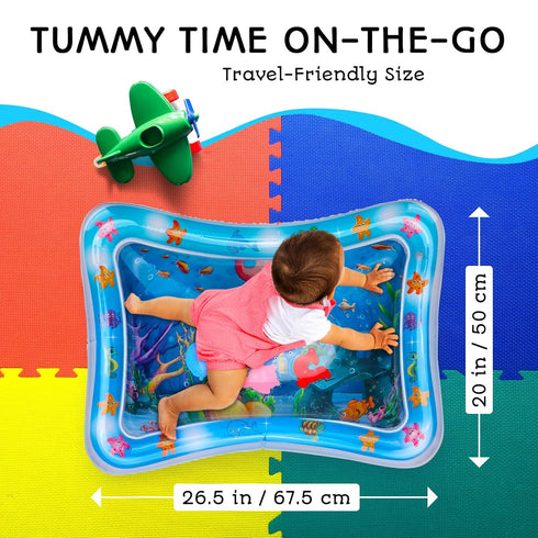 Tummy Tummy 100% 3-12 GEN2 Time Water Mat Inflatable Water Play Pad for Babies - Sensory Time Mat for Floor Play