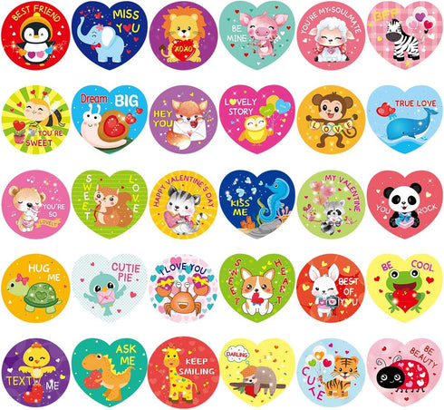 600 Valentines Sticker for Kids, Heart Animal Sticker for Valentine’s Day Party Decoration
