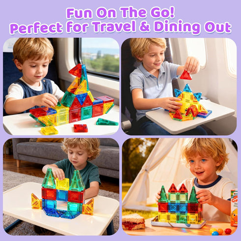 3 4 5 6 7 8+ Mruikeny Mini Magnetic Tiles Travel Toddler Toys, Portable Travel Magnetic Tiles Kids Toys for Years Old
