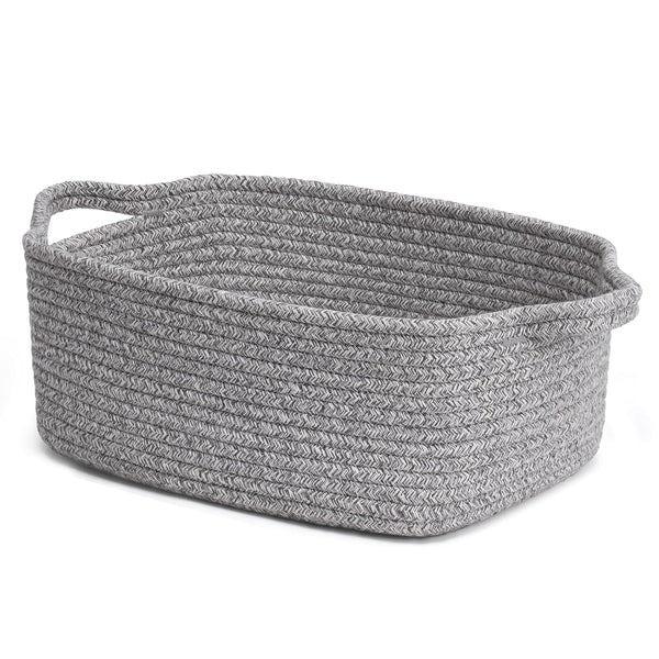 CHICVITA Small Woven Storage Basket for Gifting, Cute Decorative Rope Basket for Towels, Nursery, Dog, Grey