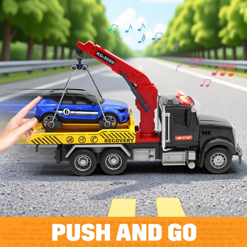 3 4 5 6 7 12" 3-5 4-7, Kids Tow Truck Toy for Year Old Boys, Large Rescue Tow Truck with Lights, Sounds, Durable Toy