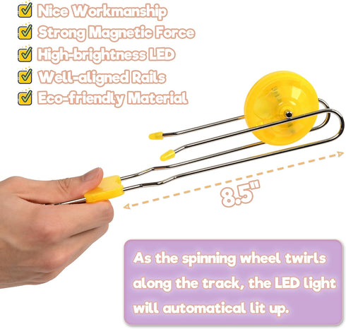 7 Pack Light Up Gyro Wheels Toy Set, Magnetic Sensory Toy with Spinning Wheel and LED Lights