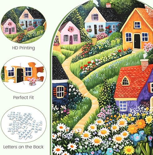 DAGIRT 300 300 20.5 15 Piece Puzzles for Adults, Idyllic Village Jigsaw Puzzles, Blooming Garden Piece Puzzle, Perfect