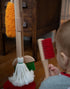 Set 6 Color,10071 JustForKids Wooden Detachable Kids Cleaning - Duster, Brush, Mop, Broom and Hanging Stand Play