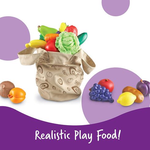 17 18 Multicolor,8 9 Learning Resources Fresh Picked Fruit And Veggie Tote, Piece, Age months+, L x W