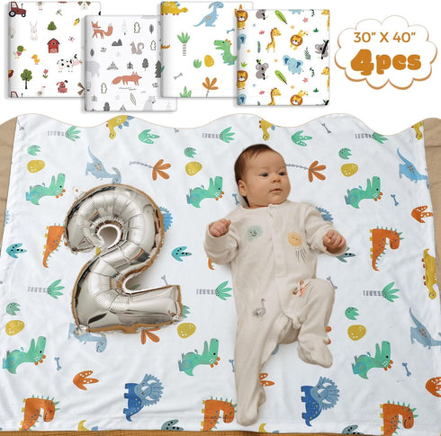 4 Pack 30 40 Inch Tiamon Baby Blanket for Boys Girls x Soft Double Layer Blankets with Dotted Backing Lovely Design