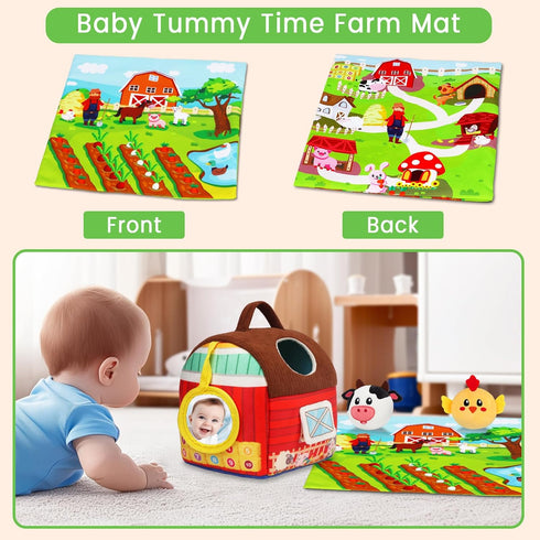 6-12 6 Avesa Baby Toys Months - Soft Barn Toy with Stuffed Farm Animals, Rattle - Montessori Toys for Babies Months Old
