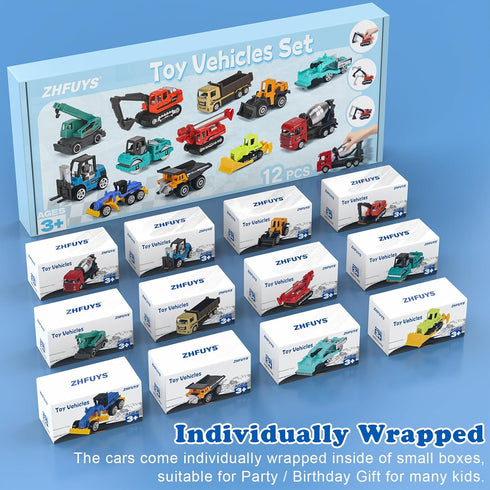 12PCS Set ZHFUYS Metal Mini Cars Toy for Kids, Toy Cars for Kids, Trucks Toy Vehicles for Toddlers, Party Favors