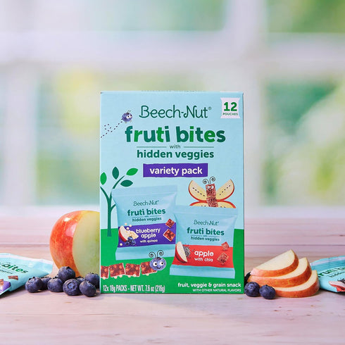 Pack 6 (72 Packs) Beech-Nut Toddler Snacks Fruti Bites with Hidden Veggies Quinoa & Chia, Fruit Snack Variety