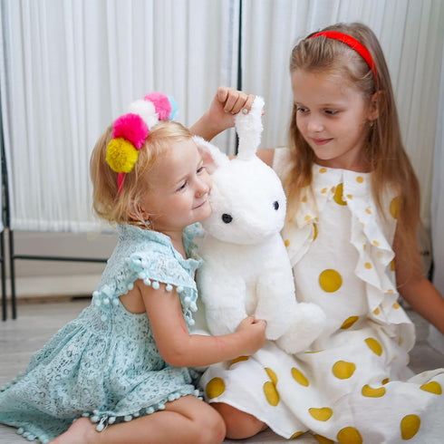 Rabbit Bunny Stuffed Animals Plush Toys with Pink Ears, Off White, Birthday Easter Christmas Gifts for Kids and Babies