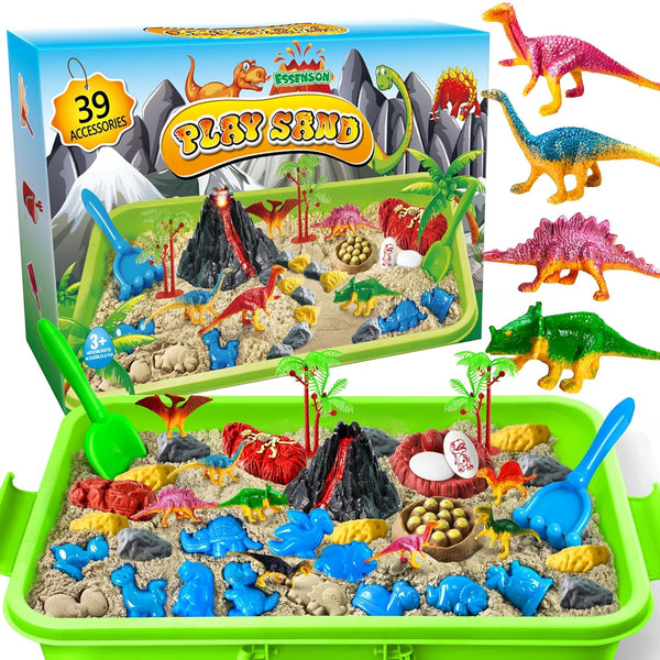 Sensory Bin, Dinosaurs Kit with Sensory Sand, Play Sand Pretend Play Beach