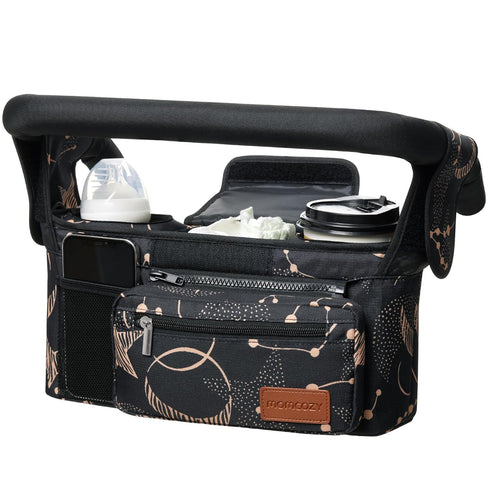 Momcozy Universal Baby Stroller Organizer - 2 Insulated Cup Holders, Detachable Pocket, Adjustable Strap