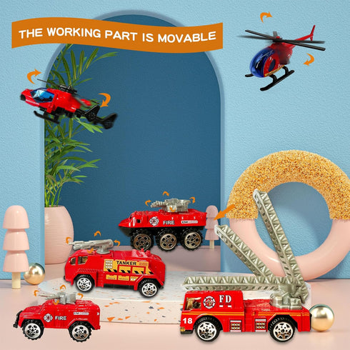 15 Pack Set, 3-12+ OTONOPI Fire Truck Toys Fire Engine Emergency Vehicles, Die Cast Mini Rescue Emergency Car Toy