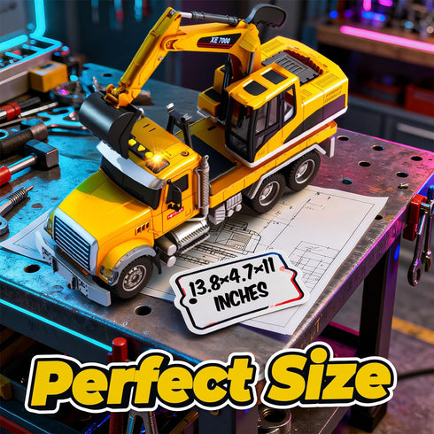 1:12 3, 4, 5, 6, 7 SMILESSKIDDO Excavator Toy - Large Friction Powered Excavator Truck Toy with Lights, Sounds, Toy