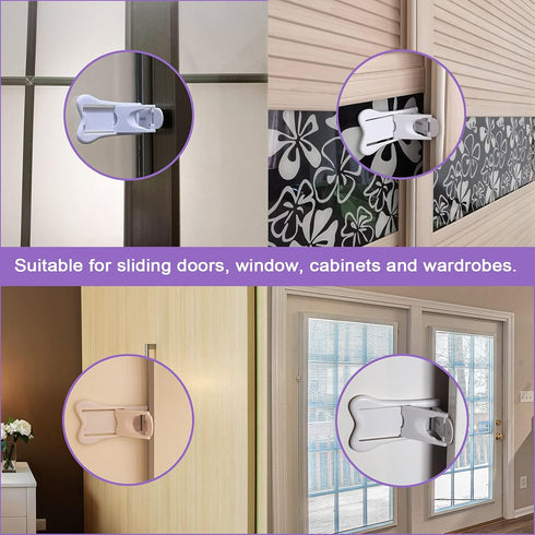 Sliding Door Lock for Child Safety, Window Stoppers for Vertical Windows, 2 Pack