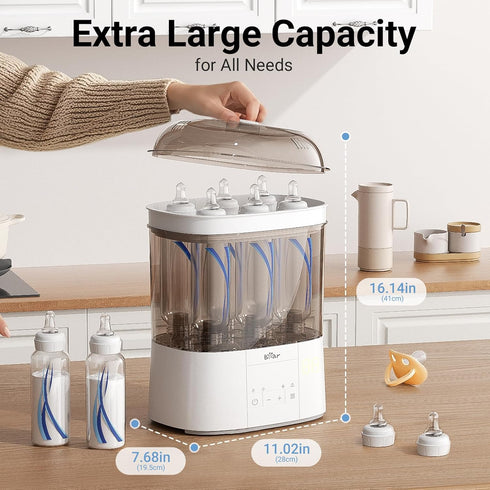2 Bear Bottle Sterilizer and Dryer, Layers Large Electric Steam Baby Bottle Sterilizer, Fast Bottle Sanitizer and Dryer