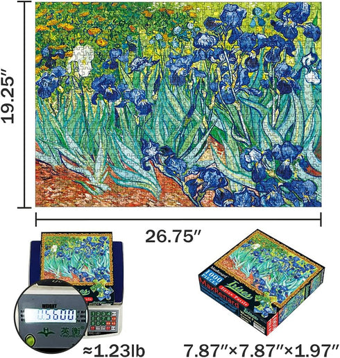 MaxRenard 1000 Pieces Jigsaw Puzzle for Adults, Van Gogh Irises Oil Painting Collection, Perfect Fit Artwork