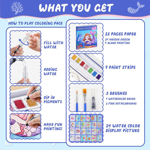 CHICAUP 3-5 4-8, Paint with Water Coloring Books for Kids, Mess Free Watercolor Painting Kit Painting Activity for Kids