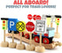 Kids Wooden Street Signs Playset, 14-Piece Set, Perfect for Car & Train Set, Wood Traffic Signs