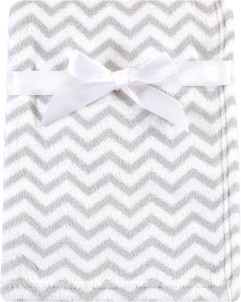 Luvable Friends Unisex Baby Coral Fleece Blanket, Gray Chevron, One Size