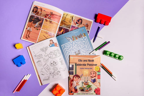Ella and Noah Celebrate Passover: Sticker Activity Book with 120+ Stickers, Coloring, Matching, Counting, Mazes