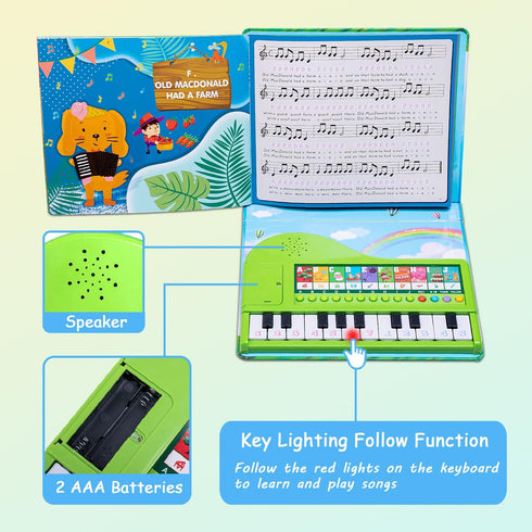 3 4 5 6 Toddler Toys Piano Keyboard with Book - Educational Musical Toys for Kids Ages Year Old Boy and Girl Gifts
