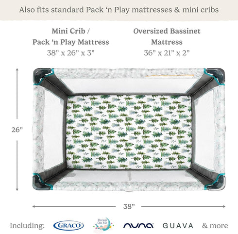 Pack Pack (38x26), 2-Pack and Play Sheets Fitted, Mini Crib Sheets for Graco N Play Playard Ultra Soft Organic Cotton