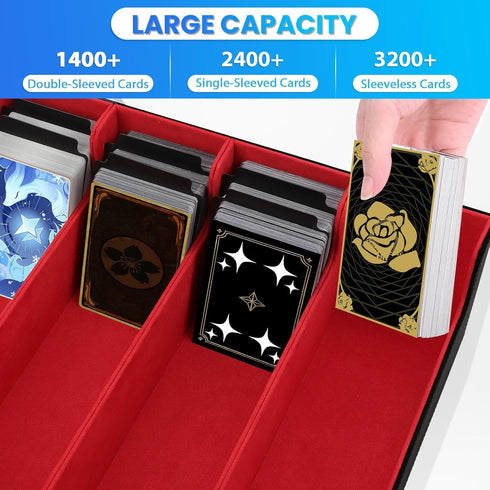 AOBOPLE 2400+ Trading Card Storage Box - 4 Rows Card Deck Case with 10 Pcs Card Dividers for Magic Commander YugiOh TCG