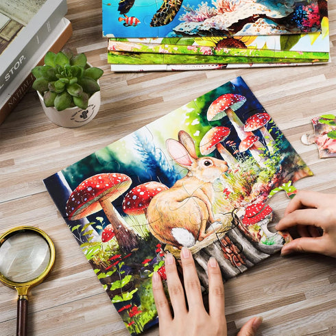 Liliful 6 Pack 16 Pcs - 12.6 x 9.45 Inch Large Piece Wooden Dementia Puzzles for Seniors