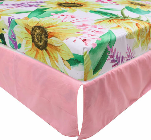 CribMATE Set 3 28'' 52 Pink Floral Elephant Crib Bedding for Girls Pieces Quilt - Fitted Sheet - Skirt x ''
