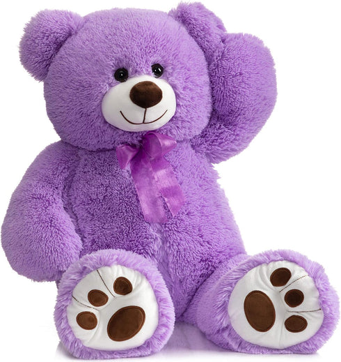 HollyHOME Teddy Bear Stuffed Animal Plush Giant 36 inch Purple Teddy Bears with Footprints