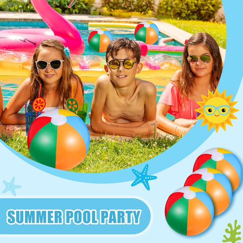 3 Pcs 12 Inch Inflatable Beach Balls - Swimming Pool Balls for Outdoor Activity and Summer Party Favors