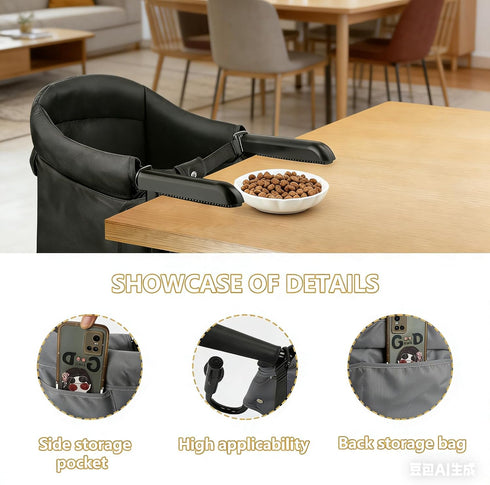 Wintline Dog & Cat Table High Chair, Adjustable Pet Booster Seat for Feeding & Desk Use, Secure Seatmate Chair