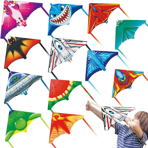 Hymaz 12 Pack Mini Catapult Kites for Kids, Flying Glider Plane Toys